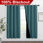 NICETOWN Full Shade Curtain Panels, Pair of Energy Smart & Noise Blocking Out Blackout Drapes for Apartment Window, Thermal Insulated Guest Room Lined Window Dressing(Sea Teal, 46 x 72 inch)
