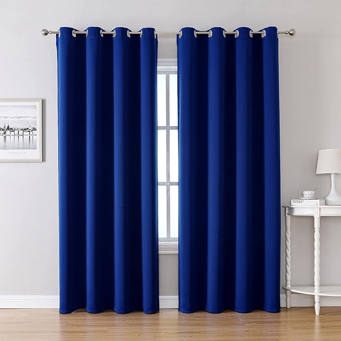 ChrisDowa Blackout Curtains 120 Inches Long 2 Panels Set for Living Room, Grommet Thermal Insulated Room Darkening Curtains for Bedroom (Royal Blue, 52 x 120 Inch)