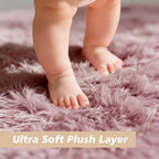yulidayang Fluffy Round Area Rugs for Bedroom,Blush 4'X4'Shag Circle Area Rugs for Living Room,Non Slip Fuzzy Plush Rug for Kids Room Boys Girls Room and Dorm