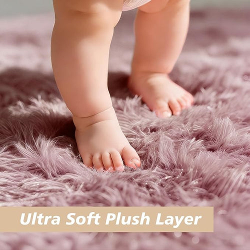 6x9 Fluffy Area Rug for Living Room,Large Shag Area Rugs for Bedroom,Blush