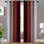 Yakamok Red and Greyish White Ombre Curtains, Room Darkening Gradient Color Curtains for Bedroom, Light Blocking Thermal Insulated Window Drapes for Living Room(2 Panels, 52x84 Inch)
