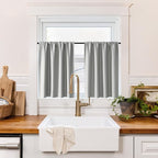 RYB HOME 100% Blackout Short Curtains for Small Window, Thermal Insulated Total Room Darkening Noise Reducing Curtains for Basement Bathroom RV Cars, 29 inches Wide by 24 inches Long, Sliver Grey