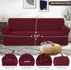 U-NICE HOME Stretch Couch Cover Sofa Cover Sofa Slipcover Furniture Protector for 4 Cushion Couch Sofa Pet Friendly(Oversized Sofa, Burgundy)