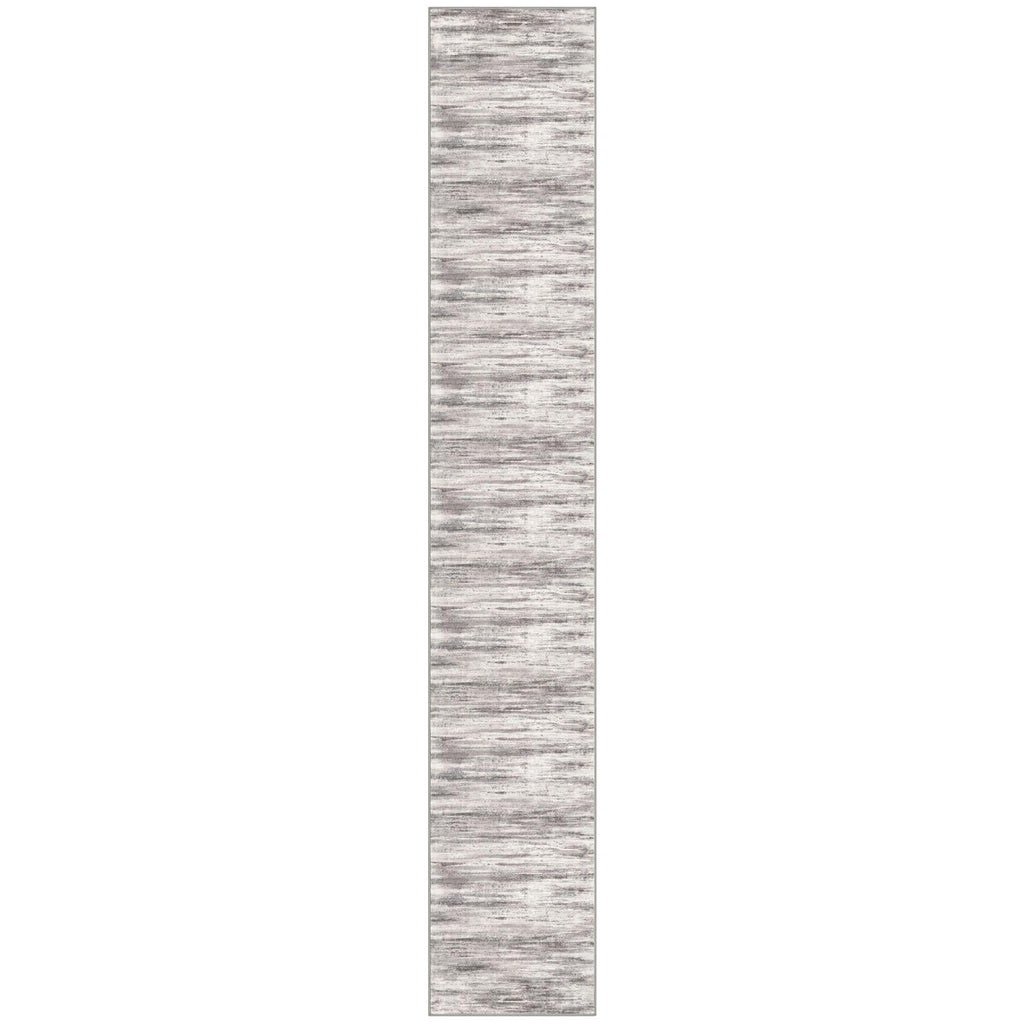 KOZYFLY Modern Abstract Hallway Runner, 2x12 Washable Rug Runner Non-Slip Soft Striped Kitchen Runner Rug, Grey/Light Beige/Brown Print Carpet for Entryway Bathroom