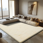 3x5 Area Rug for Bedroom, Ivory Fluffy Shag Rug Small Rug Plush Carpet