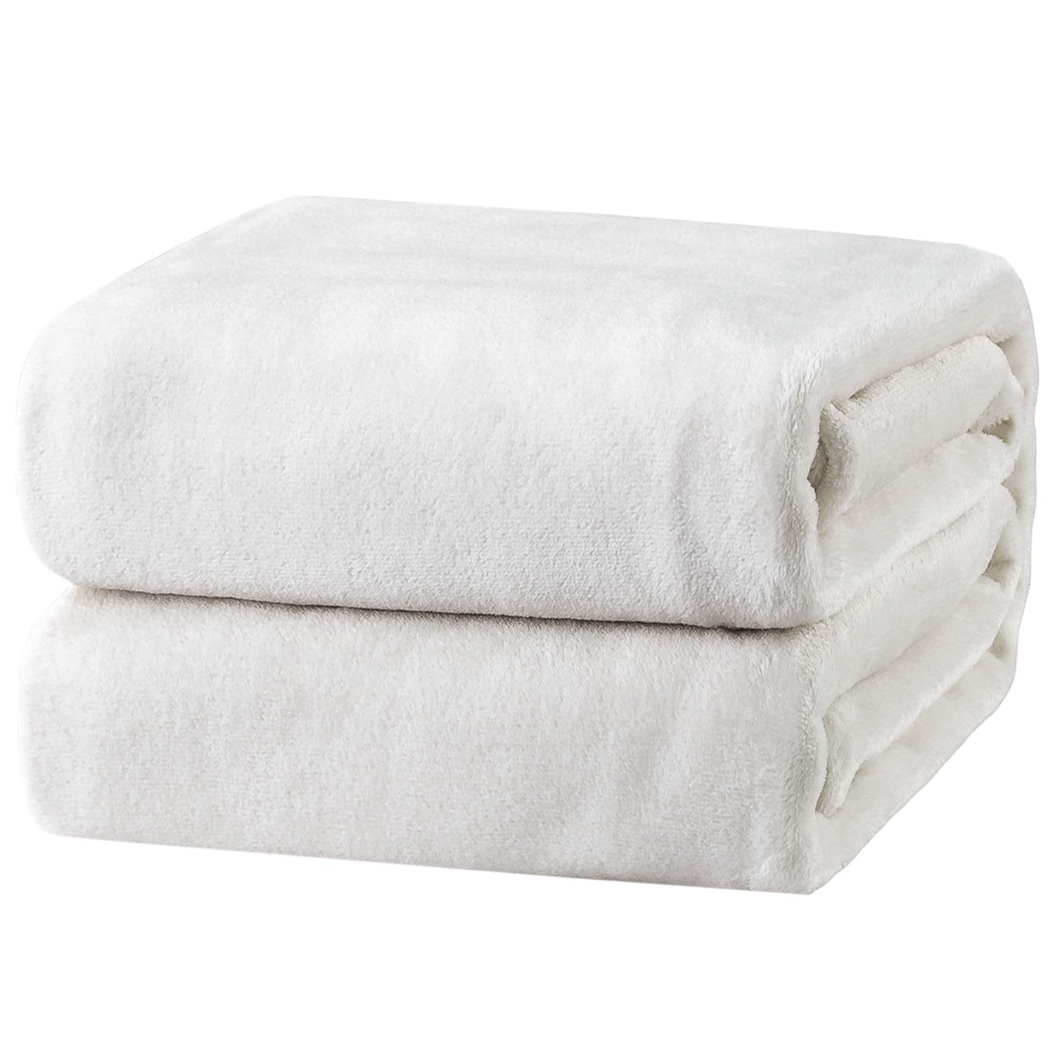 Bedsure GentleSoft White Fleece Throw Blanket - Mothers Birthday Gifts for Women 300GSM Blankets for Couch, Sofa, Bed, Soft Lightweight Plush Cozy Throws for Toddlers, 50x60 inches