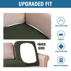 H.VERSAILTEX Super Stretch Individual Seat Cushion Covers Sofa Covers Couch Covers Slipcover Sets Thick Jacquard Textured Twill Fabric (2 Piece Large Sofa Cushion Covers, Olive)