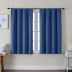 Simplebrand Ava Royal Blue Short Blackout Curtains for Bedroom 45 Inches Long 2 Panels Set, Solid Thermal Insulated, Energy Saving Window Treatment Curtains Blackout Drapes, W40 x L45 Inch, Royal Blue