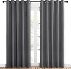 NICETOWN Bedroom Curtains Blackout Drapery Panels, Three Pass Microfiber Thermal Insulated Solid Ring Top Blackout Window Curtains/Drapes (Two Panels, 60 x 84 inches, Gray)