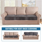 H.VERSAILTEX Velvet Stretch Couch Cushion Cover Plush Cushion Slipcover for Chair Loveseat Sofa Cushion Furniture Protector Seat Cushion Sofa Cover (3 Piece XL Sofa Cushion Covers, Grey)