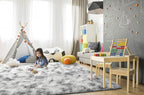 TWINNIS Super Soft Shaggy Rugs Fluffy Carpets 8x10 Feet, Indoor Modern Plush Area Rugs for Living Room Bedroom Kids Room Nursery Home Decor, Upgrade Anti-Skid Fuzzy Rug, Grey and White