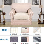H.VERSAILTEX High Stretch Individual Seat Cushion Covers Sofa Slipcovers Couch Cushion Covers Sofa Covers Featuring Jacquard Textured Twill Fabric (1 Pack for 1 Cushion Chair, Natural, Small)