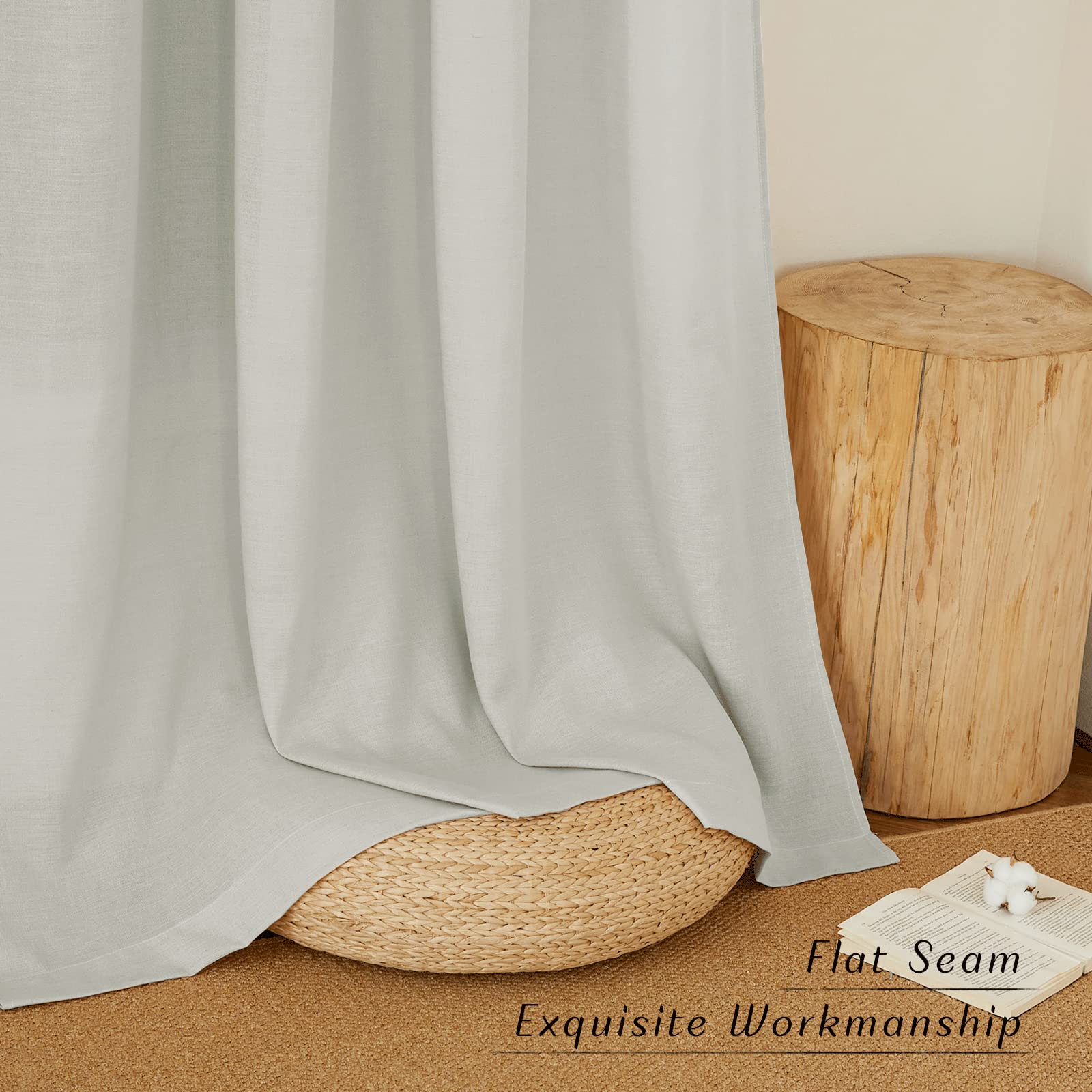 NICETOWN Gray Linen Doorway Curtains 80 inches Long, Grommet Thick Linen Weave Semi Sheer Window Treatments Privacy Assured with Light Filtering for Bedroom/Side Door, W34 x L80
