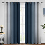 Yakamok Room Darkening Ombre Curtains 84 Inch Length, Navy Blue and Greyish White Thermal Insulated Gradient Color Curtains,Light Blocking Grommet Window Drapes for Bedroom,62 Inch Width,2 Panels