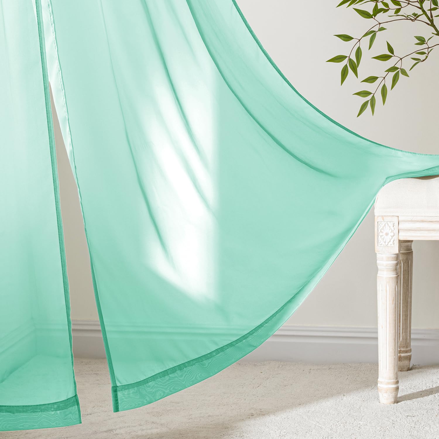 MIULEE Aqua Sheer Curtains 84 Inches Long 4 Panels 42 x 84 Inches