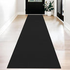 KOZYFLY Long Runners for Hallways 2x12 ft Washable Kitchen Runner Non Slip Rubber Backed Hallway Rugs Cotton Entryway Runner Rug Floor Carpet for Indoor Hall, Backdoor, Kitchen, Black/Dark Grey