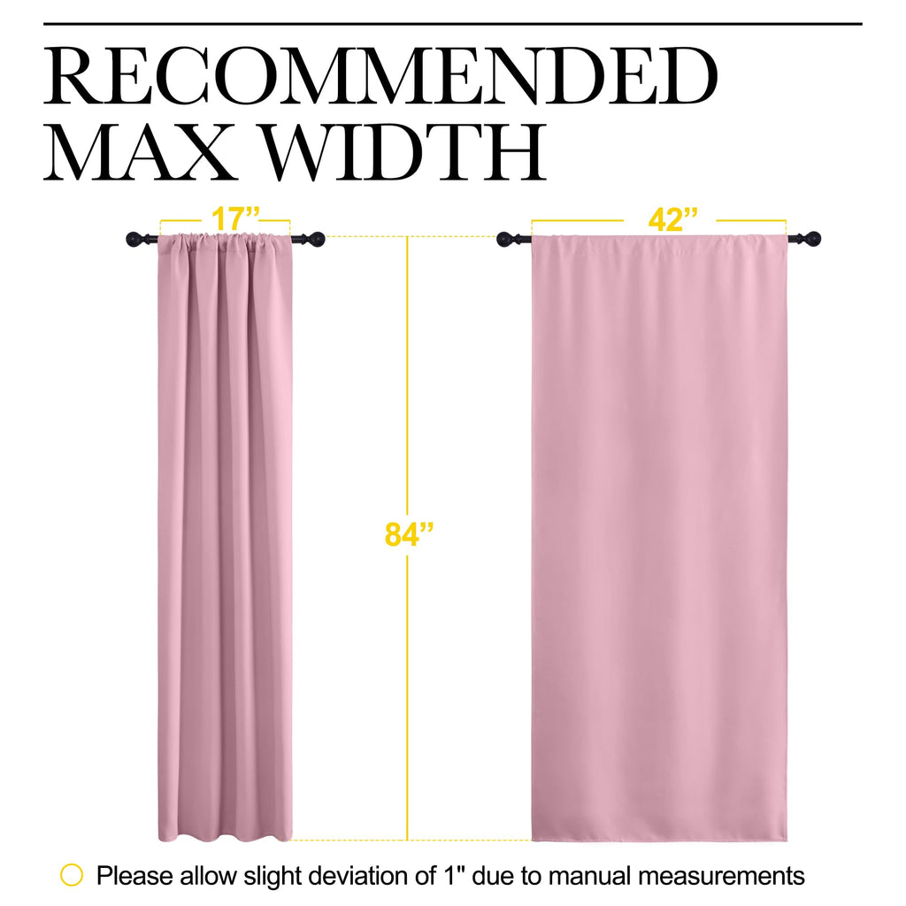 NICETOWN Blackout Curtains for Living Curtains, Rouge Pink, 2 Panels, 42 by 84, Room Darkening Window Curtain Panels, Easy-Care Solid Thermal Insulated Draperies/Drapes for Daughter Room