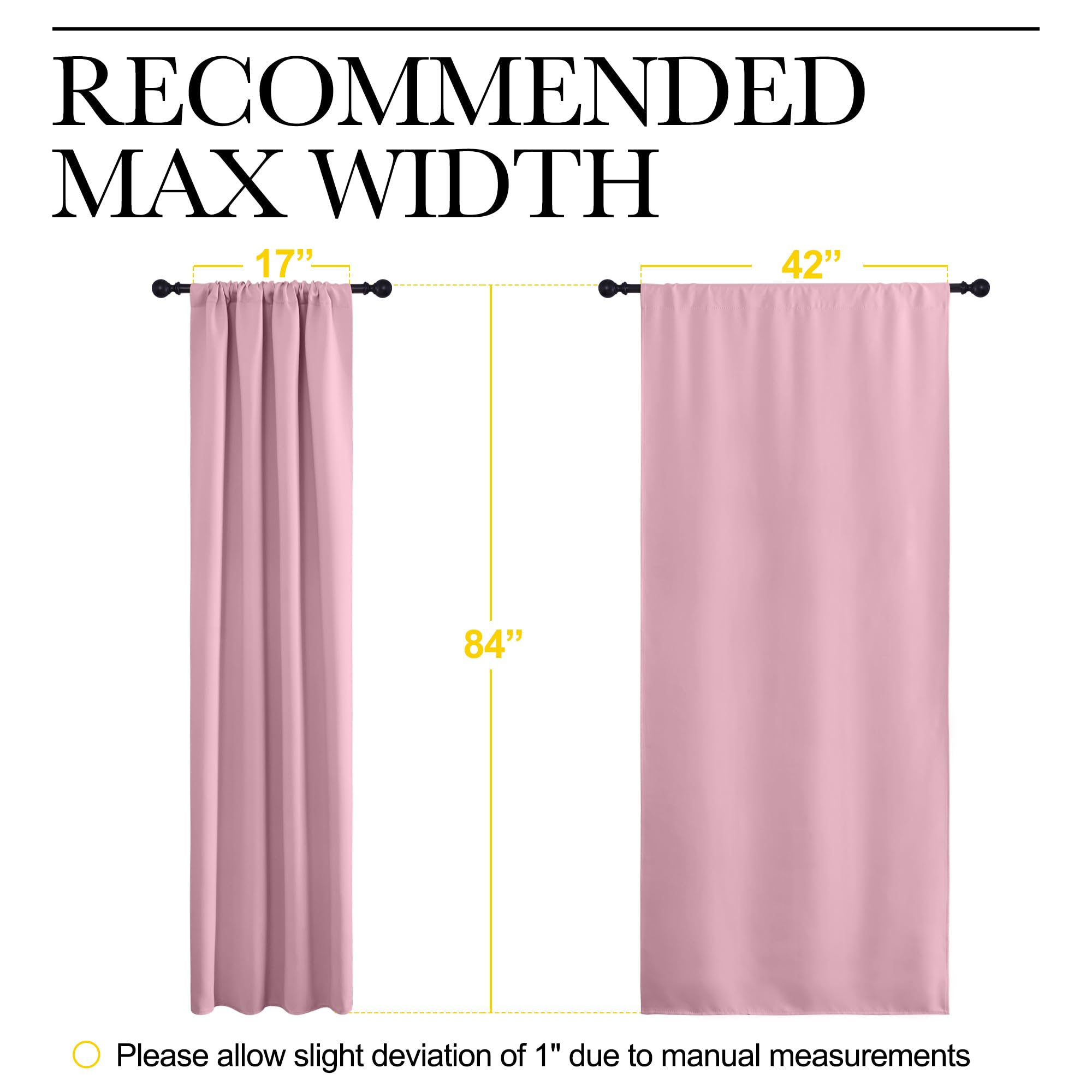 NICETOWN Blackout Curtains for Living Curtains, Rouge Pink, 2 Panels, 42 by 84, Room Darkening Window Curtain Panels, Easy-Care Solid Thermal Insulated Draperies/Drapes for Daughter Room