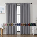 Simplebrand Ava Light Grey Blackout Curtains for Bedroom, 72 Inch Length, 2 Panels, Privacy Thermal Insulated Rod Pocket Curtains for Patio, French Door, W40 x L72 Inch