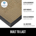 GORILLA GRIP 100% Waterproof All-Season WeatherMAX Doormat 35x23, US Designed Natural Rubber, Stain and Fade Resistant, Low Profile Indoor Outdoor Door Mats, Easy Clean Patio Mat, Home Sweet Home
