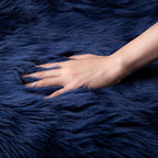 Ashler Faux Fur Rug, Fluffy Shaggy Area Rug, Ultra Soft 2.2 x 6 Feet Rectangle, Navy Blue Fuzzy Machine Washable Shag, Nursery Decor Throw for Bedroom, Kids Room, Living Room