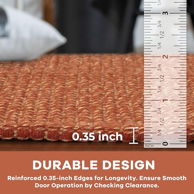 KOZYFLY Extra Long Runners for Hallways 3x18 ft Washable Kitchen Runner Non Slip Rubber Backed Hallway Rug Cotton Entryway Runner Rug Floor Carpet for Indoor Hall, Kitchen, Stair, Orange/Tan