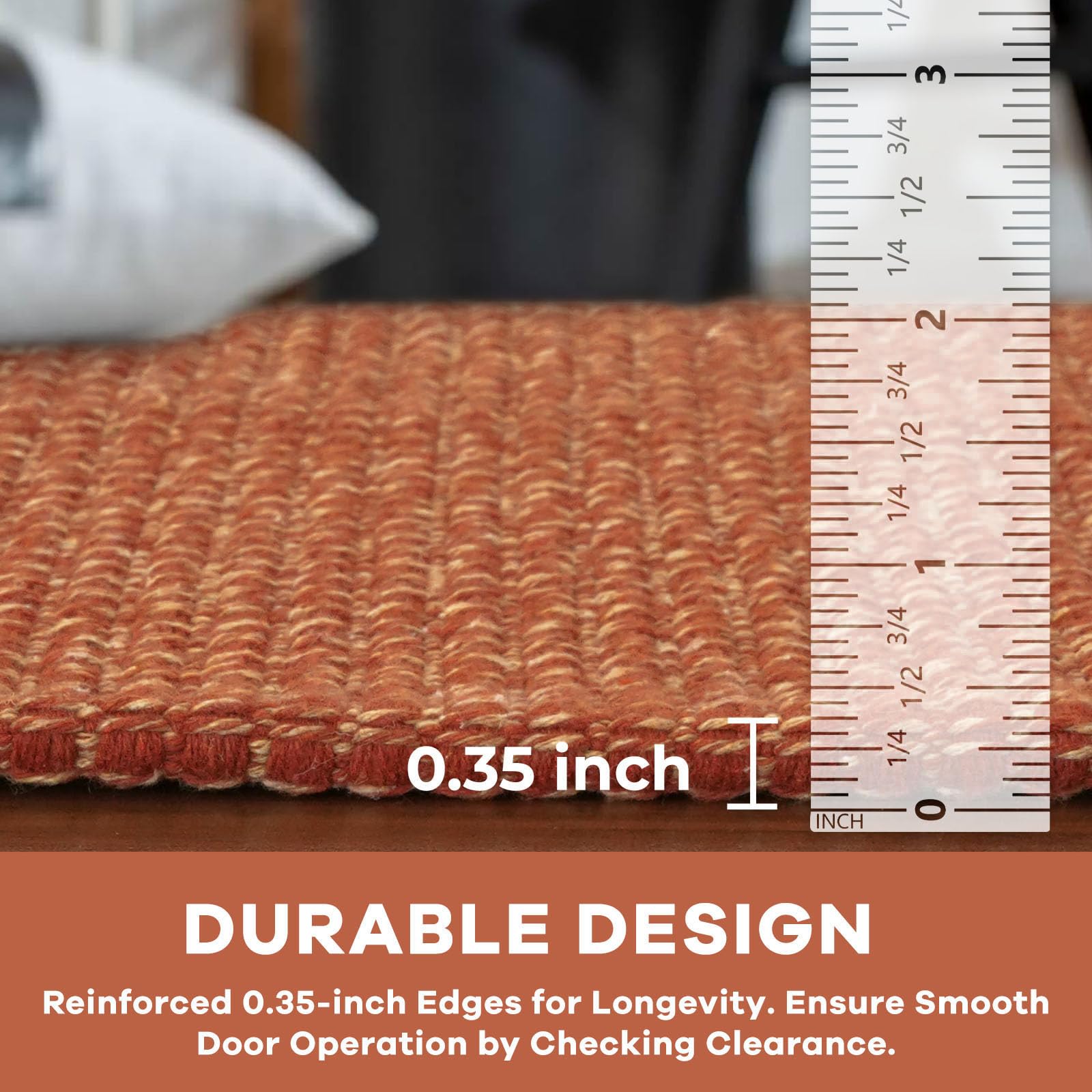 KOZYFLY Long Runners for Hallways 3x12 ft Washable Kitchen Runner Non Slip Rubber Backed Hallway Rugs Cotton Entryway Runner Rug Floor Carpet for Indoor Hall, Backdoor, Kitchen, Orange/Tan