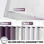 Yakamok 100% Blackout Curtains 84 Inch Length 2 Layers,Purple Curtains for Bedroom Ombre Room Darkening Grommet Gradient Drapes, Light Blocking Thermal Insulated Window Curtains for Living Room