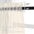 OVZME Cream Sheer Curtains 72 Inches Long 2 Panels - Soft Light Filtering Window Sheer Panels for Living Room/Bedroom, Top Dual Rod Pocket, 1 Pair, Each 42Wx72L Inches