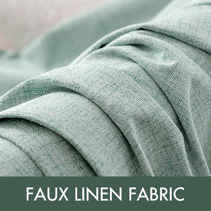 MIULEE 100% Blackout Linen Curtains for Bedroom 52x84 Inches Seafoam Green