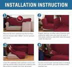 H.VERSAILTEX 4 Piece Stretch Sofa Covers for 3 Cushion Couch Covers for Living Room Furniture Slipcovers (Base Cover Plus 3 Seat Cushion Covers) Thicker Jacquard Fabric (Large Sofa, Burgundy)