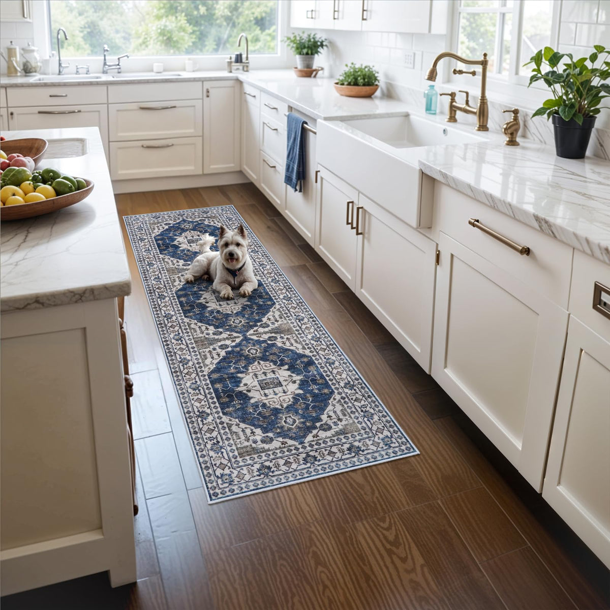 2x5 Washable Hallway Runner Rug: Indoor Farmhouse Non-Slip Entry Kitchen Rugs Oriental Thin Light Weight Carpet for Living Room Bedroom Soft Water Resisitant Floor Mat for Bathroom Laudry(2X5,Brick)