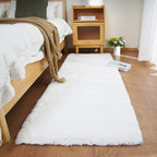Ghouse Ultra Soft Faux Rabbit Fur Rug, Machine Washable Area Rugs for Bedroom Fluffy Rugs for Living Room, No-Shedding Carpet Sheepskin Runner Rugs White 2 x 8 Feet