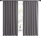 NICETOWN Blackout Curtain Panels for Window - Thermal Insulated Rod Pocket Blackout Drapes/Draperies for Dining Room (2 Panels, W62 x L63 inches, Grey)