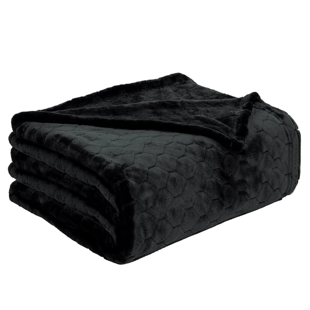 TOONOW Fleece Blanket Fuzzy Plush Throw Blanket 50" x 60", Super Soft Fluffy Bed Blanket Geometric Pattern Comfy Microfiber Flannel Blankets for Couch, Bed, Sofa, Black