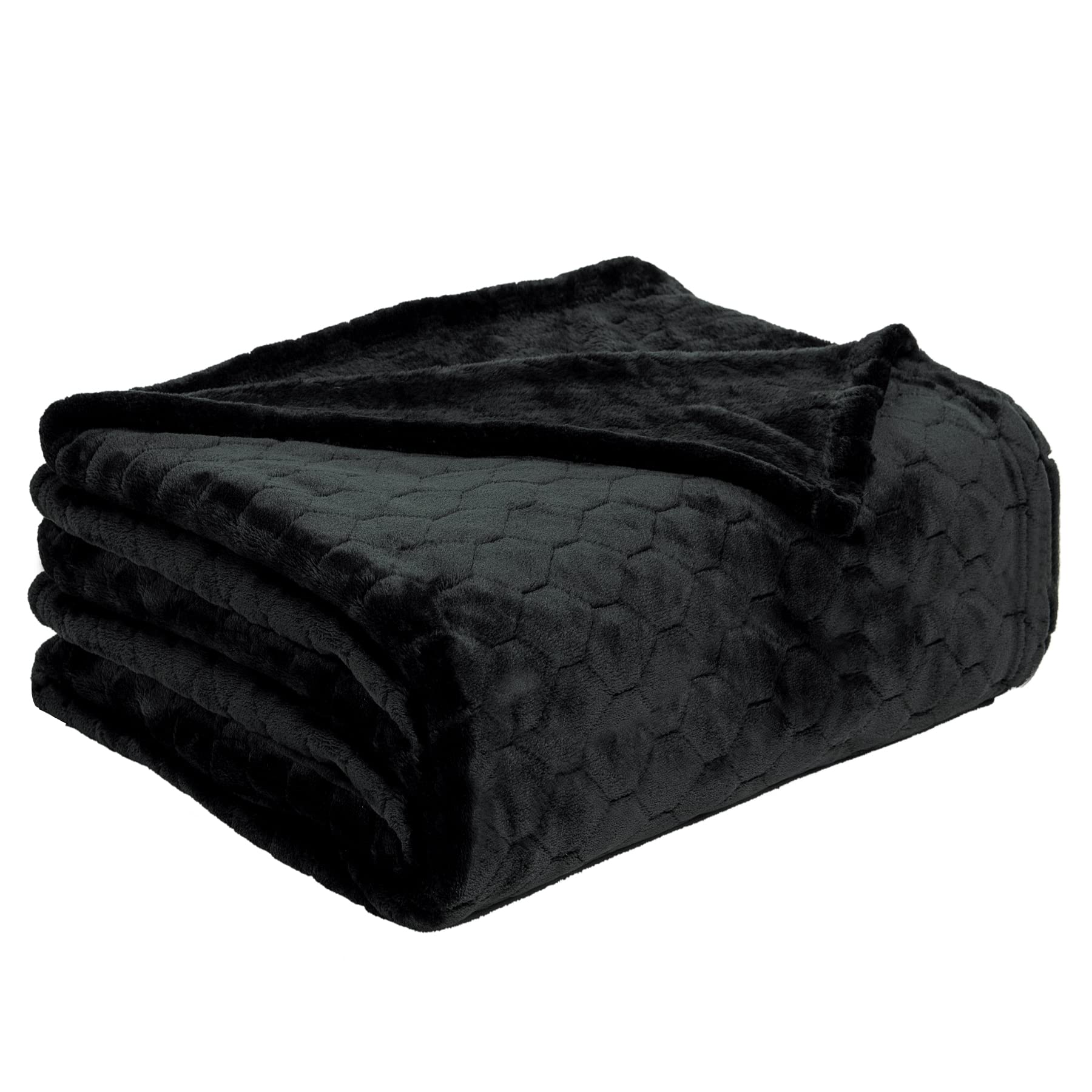 TOONOW Fleece Blanket Fuzzy Plush Throw Blanket 50" x 60", Super Soft Fluffy Bed Blanket Geometric Pattern Comfy Microfiber Flannel Blankets for Couch, Bed, Sofa, Black