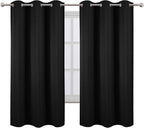 LEMOMO Black Thermal Blackout Curtains/38 x 63 Inch/Set of 2 Panels Room Darkening Curtains for Bedroom