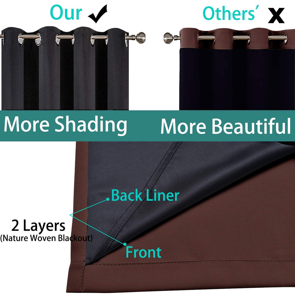 Yakamok Brown 100% Blackout Patio Door Curtain Panels W100 x L84, 1 Panel