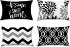 Hexagram Geometric Black Pillow Covers 12x20 Set of 4, Decorative Outdoor Boho Modern Throw Pillow Covers, Home Sweet Home Farmhouse Cushion Case for Couch Sofa Bedroom Indoor Decor(No Insert)