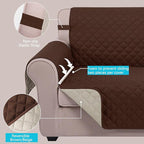 U-NICE HOME Recliner Chair Covers Reversible Chair Cover Pet Covers for Dogs with Elastic Straps Water Resistant Diamond Quilted (28''Recliner Oversized, Brown/Beige)