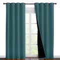 NICETOWN Complete 100% Blackout Curtain Set, Thermal Insulated & Energy Efficiency Window Draperies for Guest Room, Full Shading Panels for Shift Worker and Light Sleepers, Sea Teal, 55W x 86L, 2 PCs