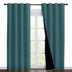 NICETOWN Complete 100% Blackout Curtain Set, Thermal Insulated & Energy Efficiency Window Draperies for Guest Room, Full Shading Panels for Shift Worker and Light Sleepers, Sea Teal, 55W x 86L, 2 PCs