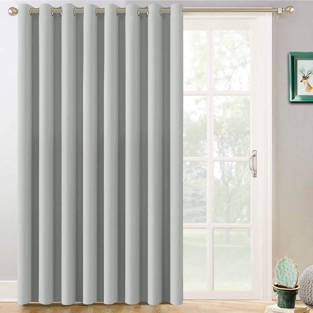 Yakamok Light Grey Room Darkening Curtains 96 inch Sliding Door Drapes