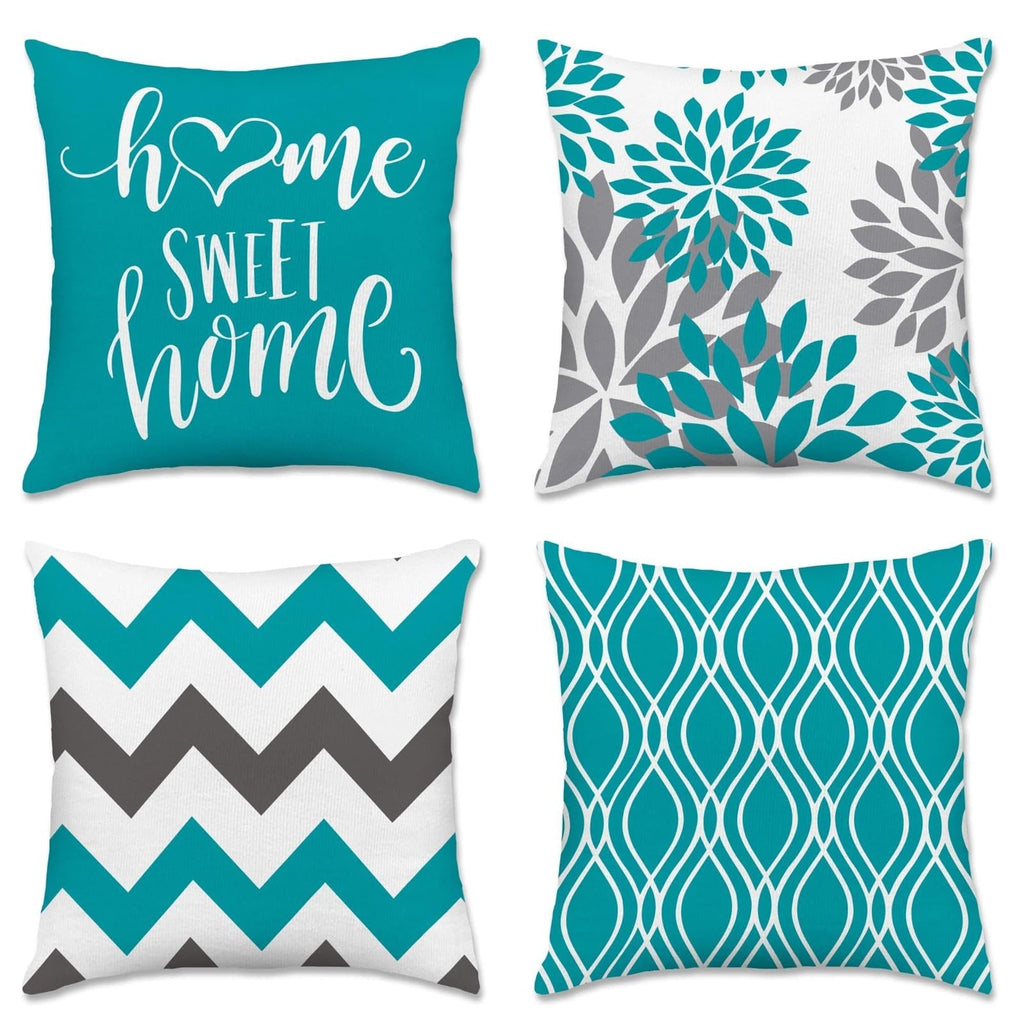 Hexagram Throw Pillow Covers 18x18, Outdoor Blue Pillow Covers Set of 2