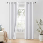 NICETOWN 100% Blackout Window Curtain Panels 90 inch Length for Living Room, Set of 2, Snow White, 42 inches Wide, Thermal Insulated Drapes