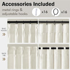 MIULEE Pinch Pleated Thick Linen Curtains 102 Inches Long 2 Panels for Living Room Bedroom, Linen Texture Pleat Drapes Memory Trained Light Filtering Neutral Ivory Cream Farmhouse Window Curtains