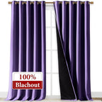 NICETOWN 100% Blackout Blinds, Laundry Room Decor Window Treatment Curtains for Large Patio Sliding Door, Thermal Insulated Lilac Purple Curtains for Bedroom, Set of 2, 70 inches x 108 inches