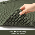 RESARE Waffle Bathroom Runner Rugs, Super Absorbent Bath Mat Non Slip Washable Quick Dry, Upgraded Ultra Soft Boho Bath Rugs with Tassels for Hallway Bedroom Laundry Room, 2'x5'(24"x60"), Green