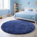 yulidayang Blue Fluffy Round Area Rugs for Bedroom,3ft Shag Circle Area Rugs for Living Room,Non Slip Fuzzy Plush Rug for Kids Room Boys Girls Room and Dorm Home Decor Rug
