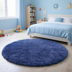 yulidayang Blue Fluffy Round Area Rugs for Living Room,6'X6'Shag Circle Area Rugs for Bedroom,Non Slip Fuzzy Plush Rug for Kids Room Boys Girls Room and Dorm Home Decor Rug